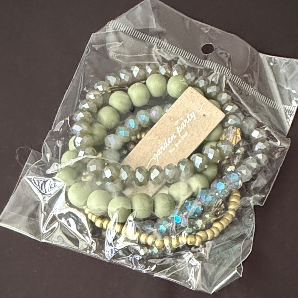 Boho Neutral Bracelet Stack Bundle – Sage, Gold & Crystal Sets